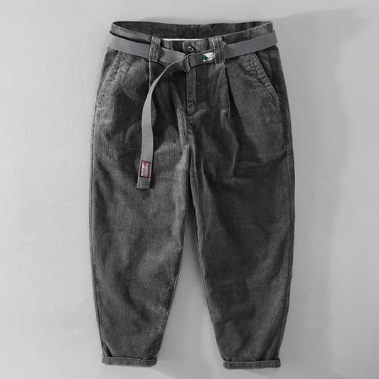 Designer New Thick Corduroy Cotton Pants Men Brand Trend Retro Stright with Belt Trousers 29-36 Pantalones Hombre Drop Shipping